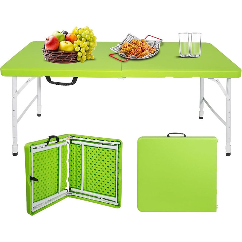 Table pliante portative en plastique, robuste pour l'intérieur et l'extérieur, blanc et noir - Table pliante en plastique, robuste