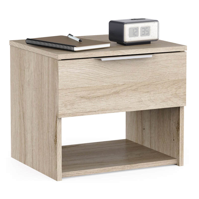 Taquanda 44cm W Chipboard Bedside Table, Kronberg Oak