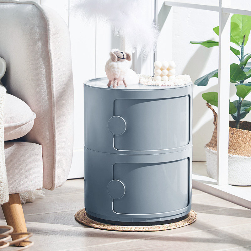 2-layer round storage cabinet with handles