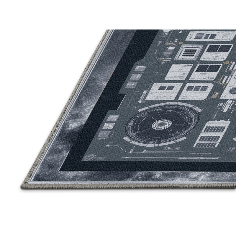 Tapis gris lavable à la machine, Carré 3 pi