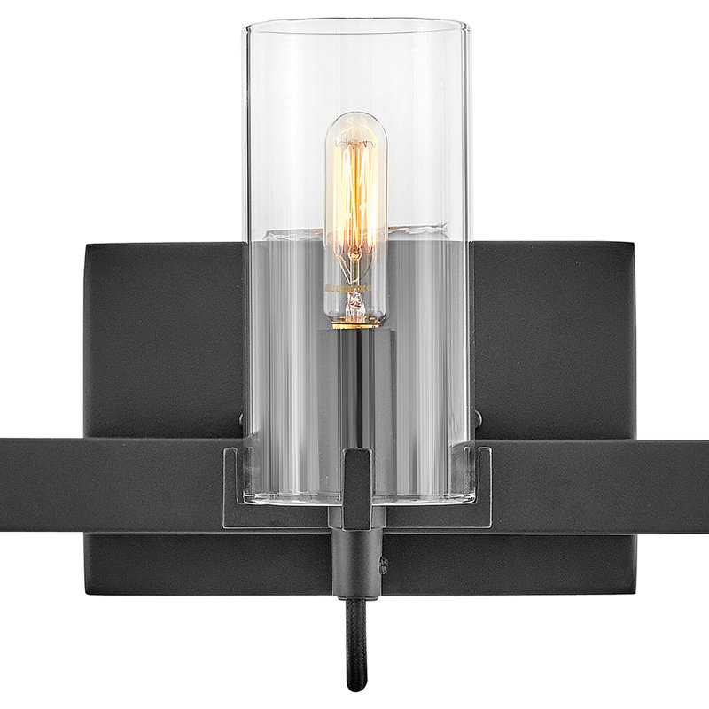 Ryden 3-Light Bath Vanity Fixture with Clear Cylindrical Shades, Black