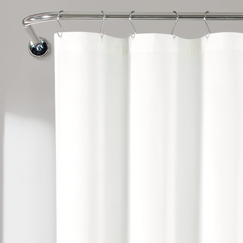 Cotton Shower Curtain Set, White/Navy