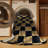 Machine Washable Checkered Black Area Rug