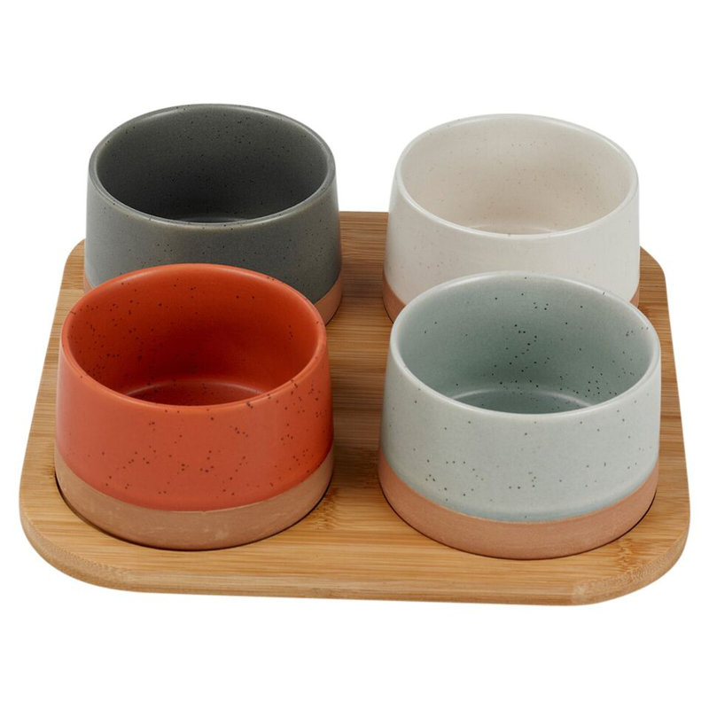 4 Pc Stoneware Serving Condiment Sets