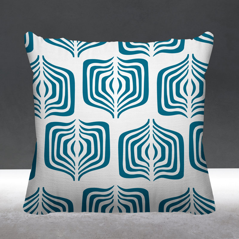 Dale Abstract Outdoor Reversible Throw Pillow, 15H" x 15W", Turquoise