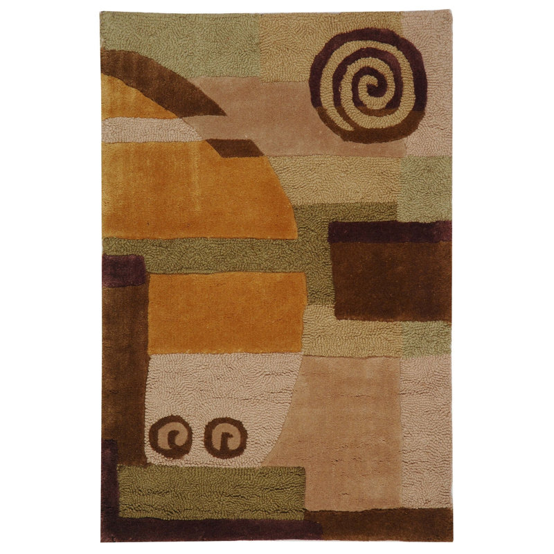 Charbonneau Drive Hand Tufted Wool Abstract Rug, Rectangle 6' x 9'