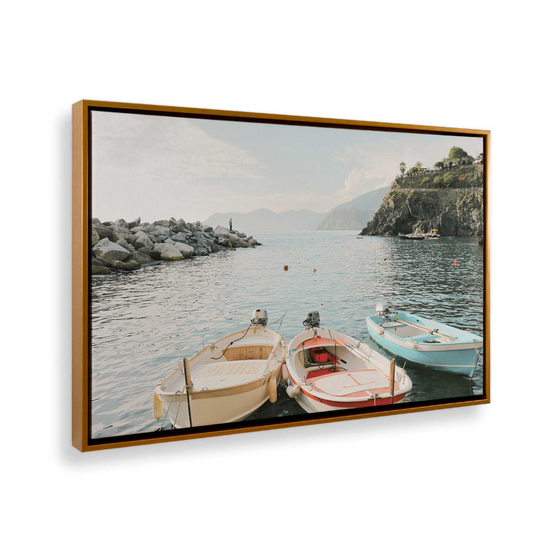 Impression sur toile Dockside Dreams, Cadre flottant or poli, H 12,75 po x l 18,75 po x P 1,75 po