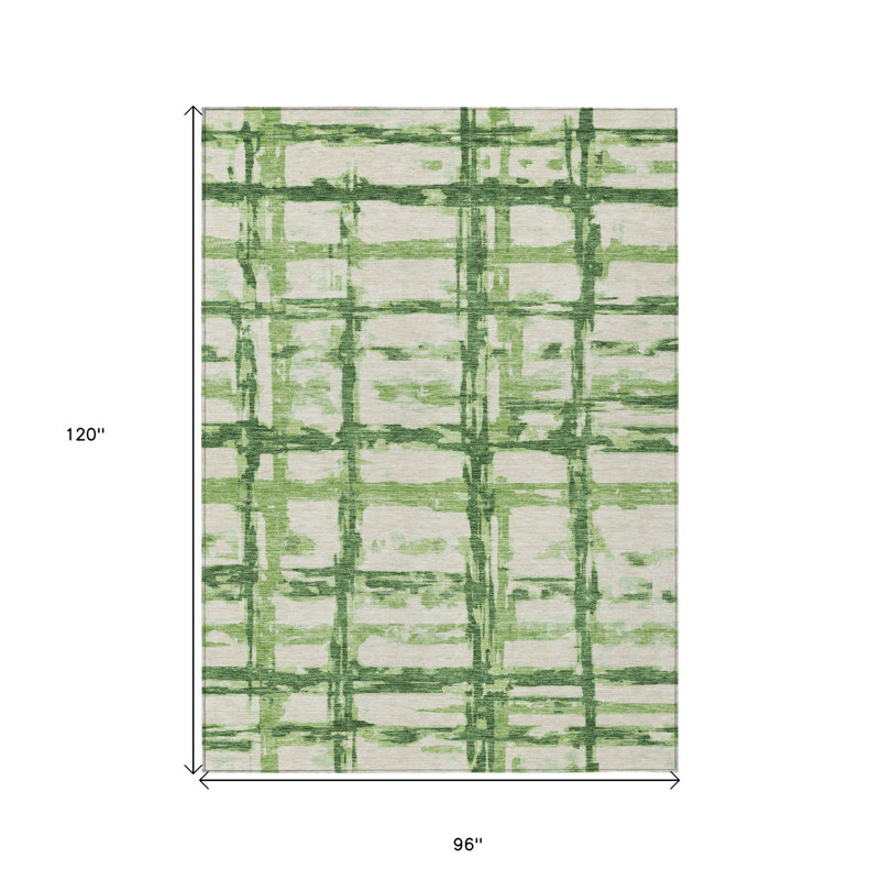 Tapis intérieur / extérieur rayé vert émeraude 8 pi x 10 pi artichaut