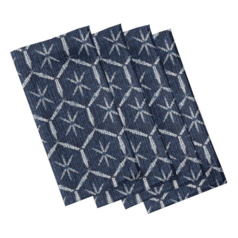 Lassiter Polyester Geometric Square Napkin, Navy Blue