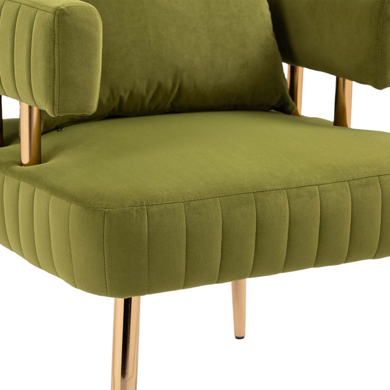 Chaise d'appoint avec pieds dorés, Polyester vert