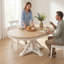 Table de salle à manger rétro extensible avec rallonge papillon - base en bois massif, convertible ovale / ronde pour 6 personnes-707256061-707559131