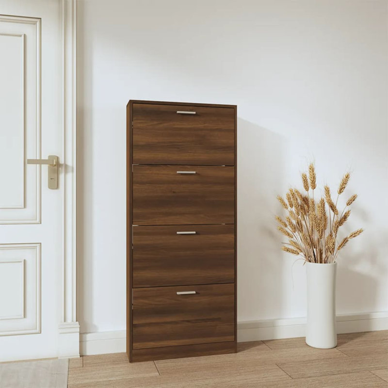12 Pair Flip Down Shoe Storage, Brown