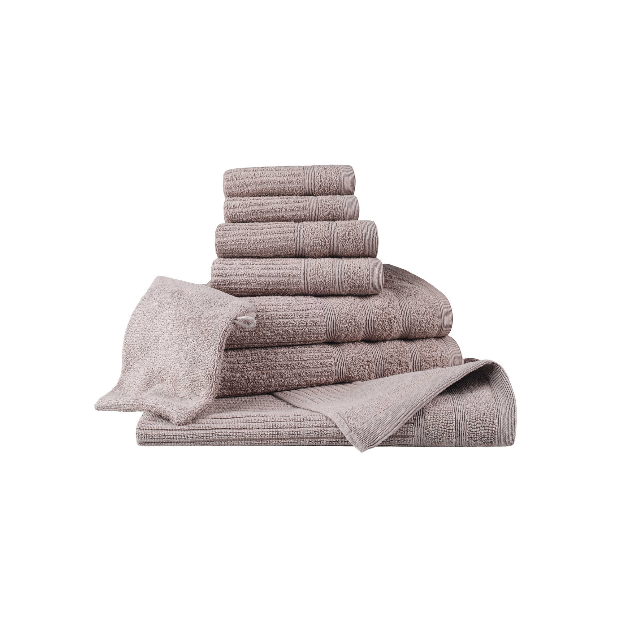 Rockaway Certified Egyptian Cotton 8 Piece Towel with Hand Glove and Bath Mat Set, Gray