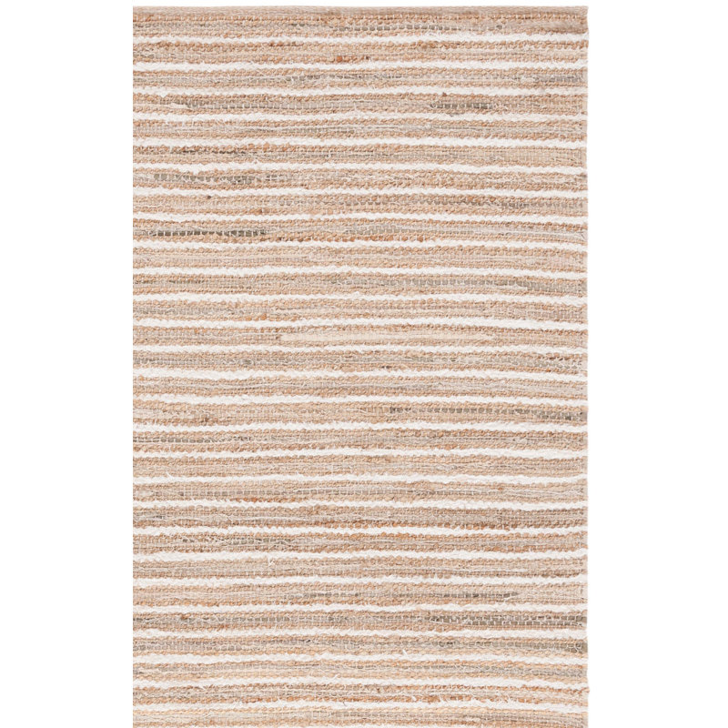 Abisag Woven Jute/Canvas/Cotton Performance Striped Rug in Natural/Beige, Rectangle 8' x 10'