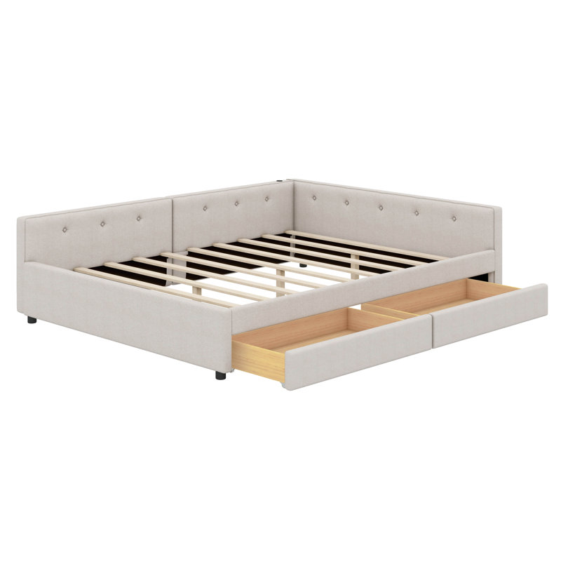 Upholstered Platform Bed With USB, Full/Double