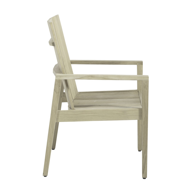 Ashland Patio Dining Armchair with Cushions, Oyster Teak, Dove Sunbrella® Linen, No Welt