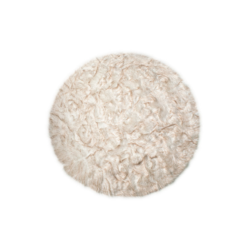 Tapis en fausse peau de mouton Laperle, Rond 6 pi x 7 pi