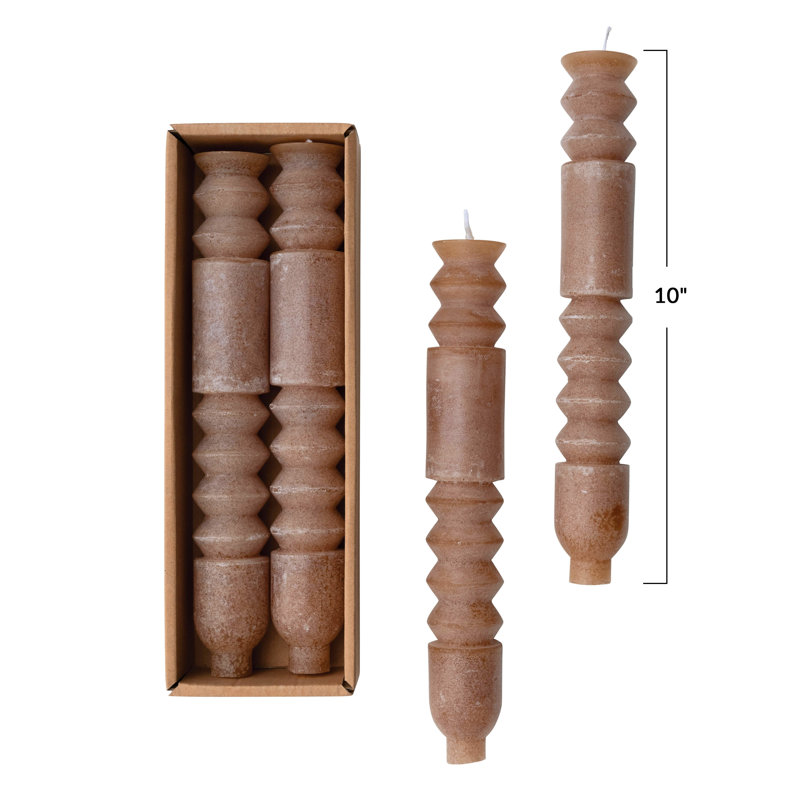 Unscented Totem Taper Candles in Box, Brown