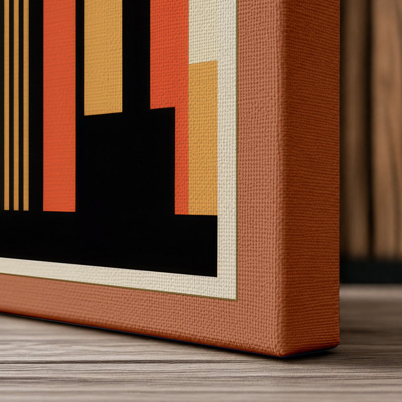 Urban Skyline Rising Art Deco - Wrapped Canvas, 24x16 - 61.0 x 40.6 cm, Terracotta Border