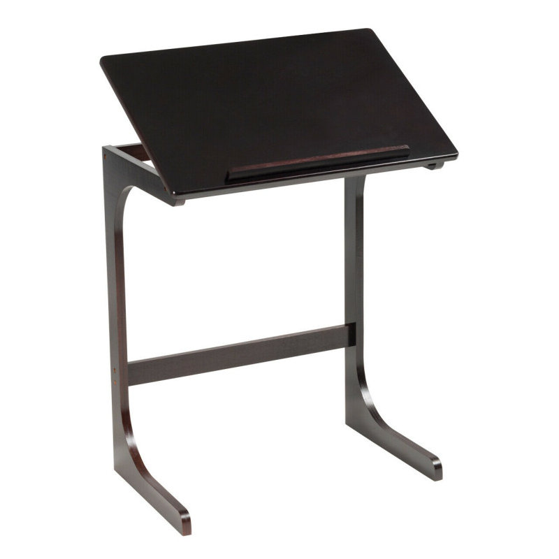 Table de bout en C en bois massif avec plateau inclinable Chardanae