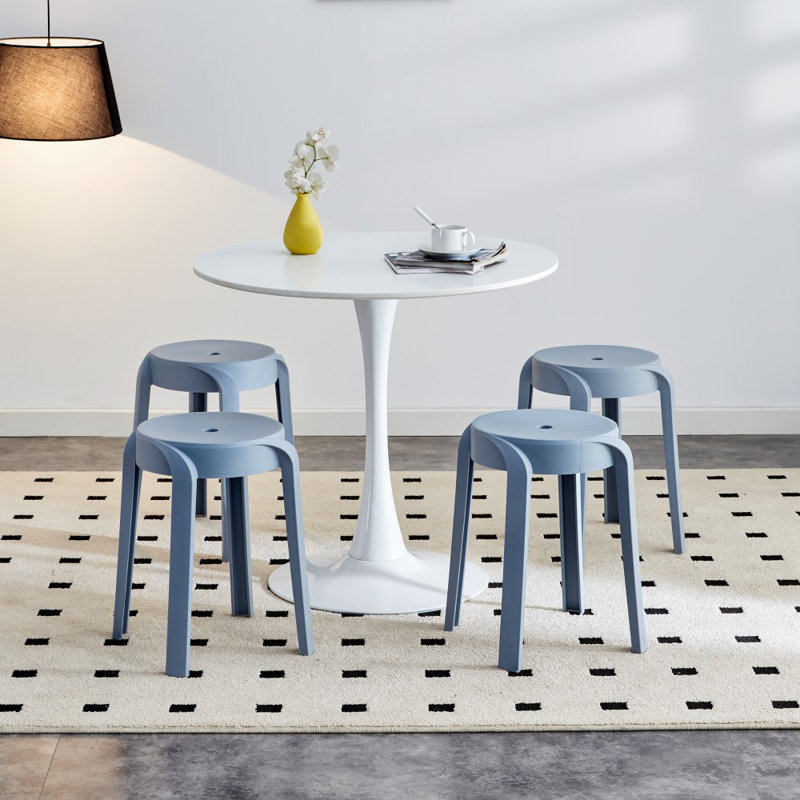 Ensemble de 6 chaises empilables en plastique, Bleu