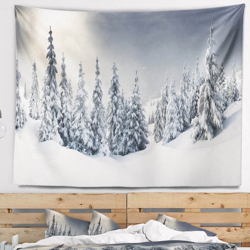 Tapisserie de paysage d'hiver de photographie, H 32 po x l 39 po