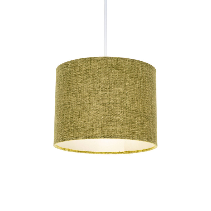 30cm Linen Drum Lamp Shade, Olive Green, 20cm H x 30cm W x 30cm D