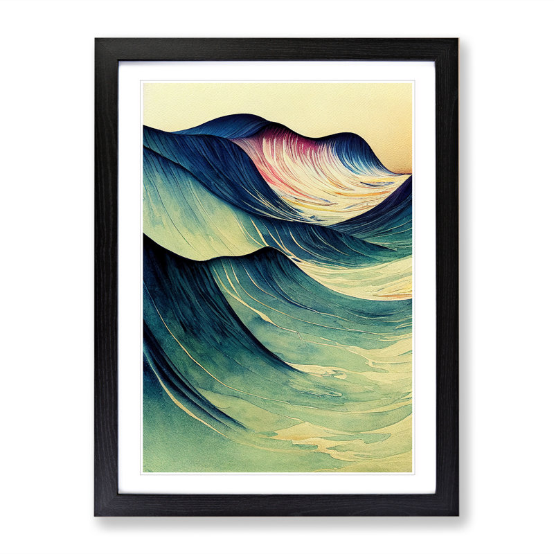 XV1022-5165X Ocean Wave Abstract - Single Picture Frame Painting, 64cm H x 46cm W x 2cm D, Black