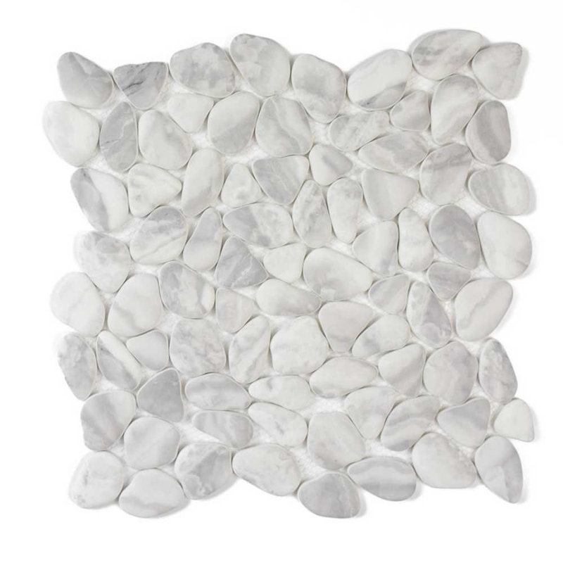 Huron Glass Pebbles Mosaic Tile, Glacier