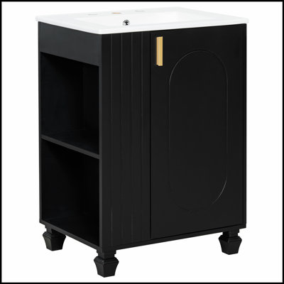 24-Inch Bathroom Vanity With Sink, Durable Wood Frame, Soft-Closing Door, And Ample Storage Options