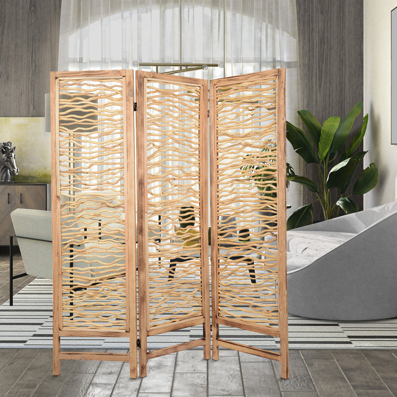 60 X 69 Brown 3 Panel Wood Foldable Screen 60 X 69 Brown 3 Panel Wood Foldable Screen