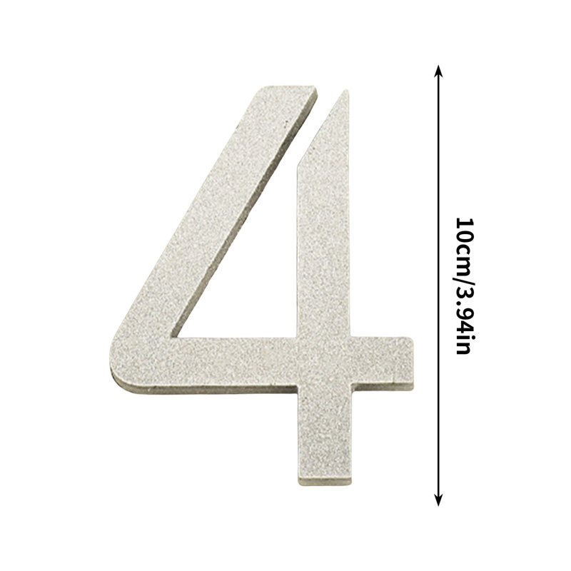 Plaques numériques argentées en acrylique de 10 cm pour un décor moderne et élégant, 5.12" H x 3.94" W, Silver