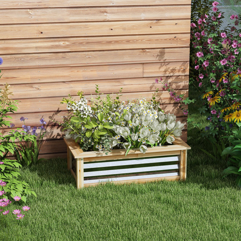 Ensemble de lit de jardin en métal galvanisé et en bois renforcé Outsunny
