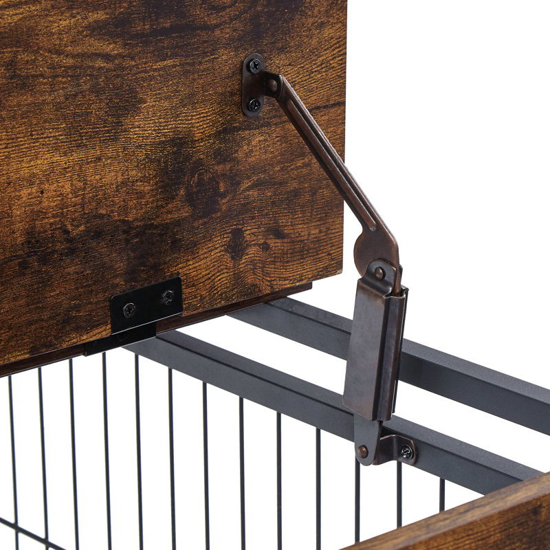 Table d'appoint pour meuble sur roulettes avec portes doubles et plateau relevable. L 31,50 po x P 22,05 po x H 25 po, Brun