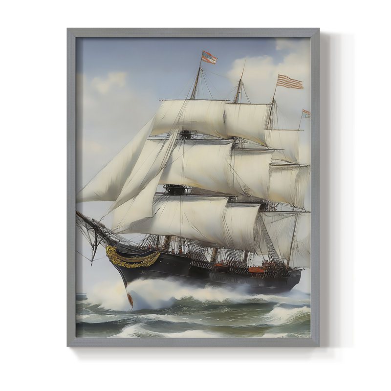 NAUTICAL Series LXV, reproduction encadrée - bois massif, H 30 po x l 24 po, Gris