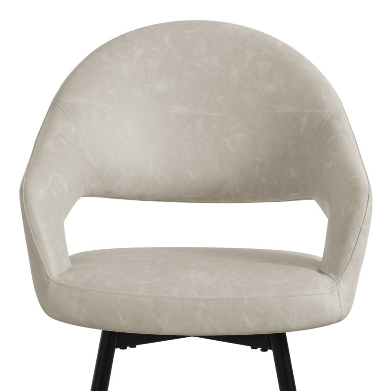 Tabouret de bar rotatif 26 po en similicuir, Beige gris, 2