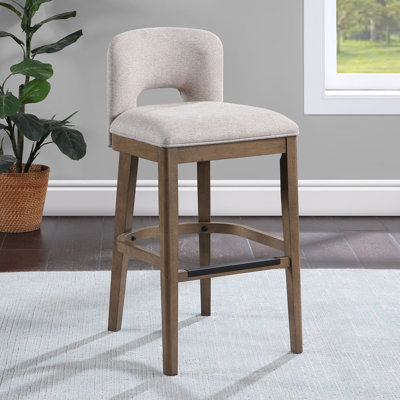Upholstered Counter Stool with Solid Wood Frame