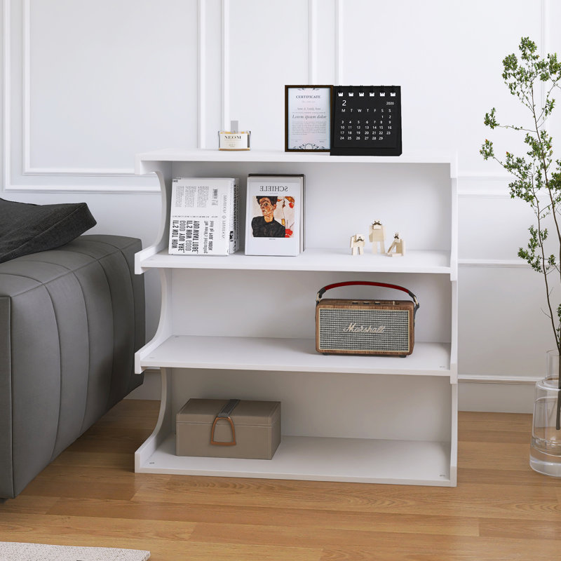 4-Tier Book Shelf & Coffee Table For Living Room, White