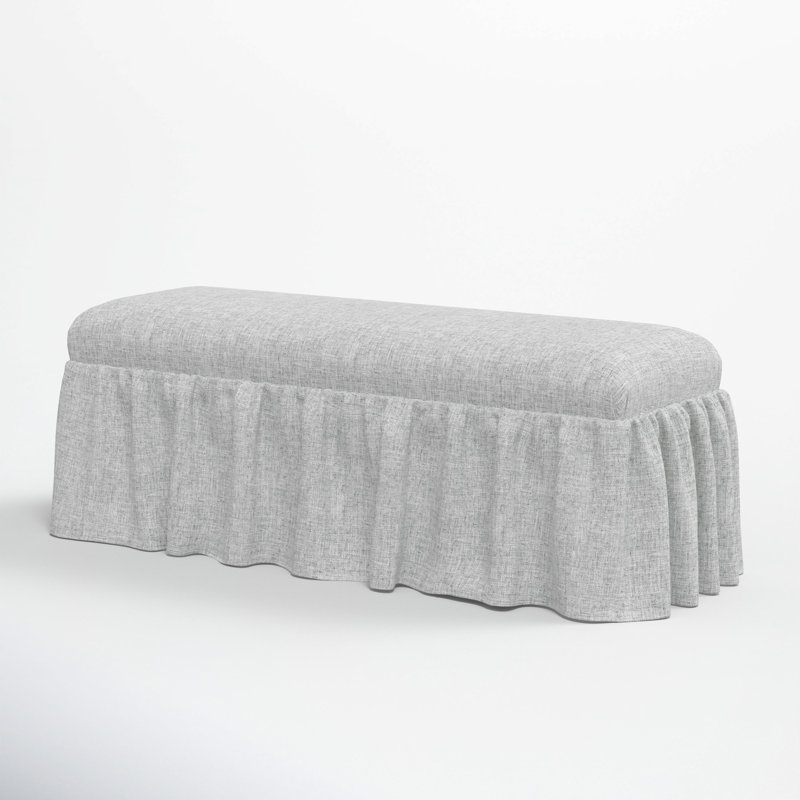 Nia Ruffle Dining Bench, Zuma Pumice Textured Linen