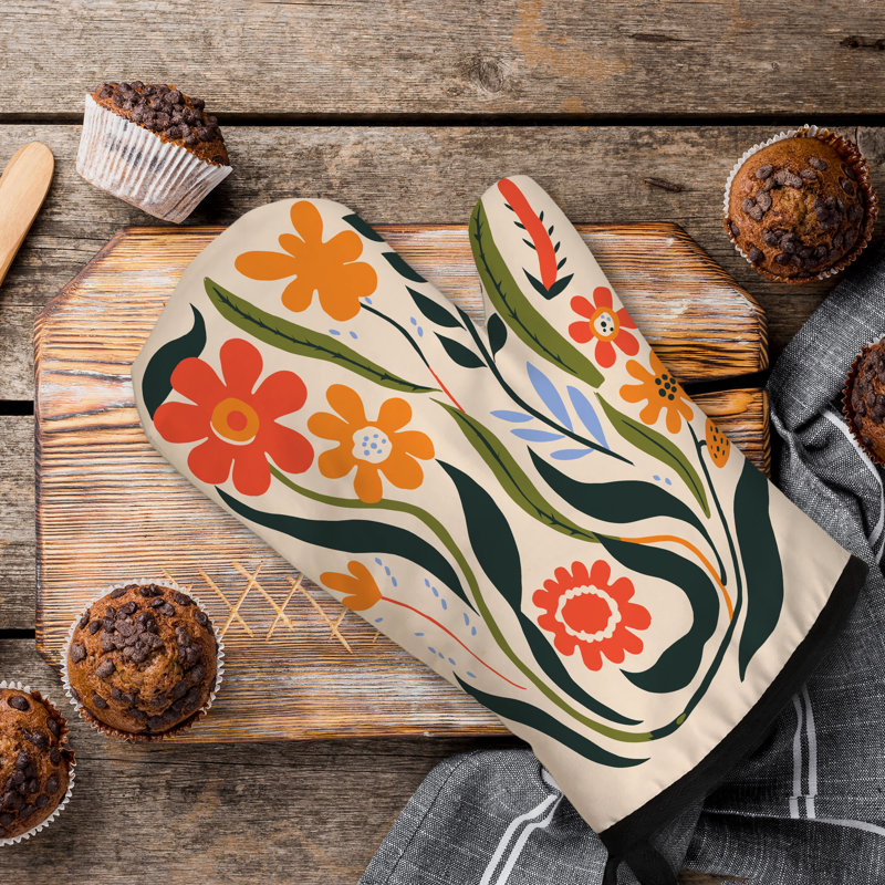 Flora Art Oven Mitt Cotton Twill