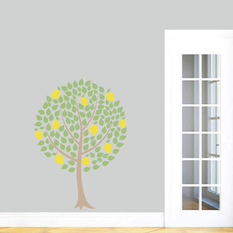 Décalcomanie murale arbre citron imprimée, H 48 po x l 34 po