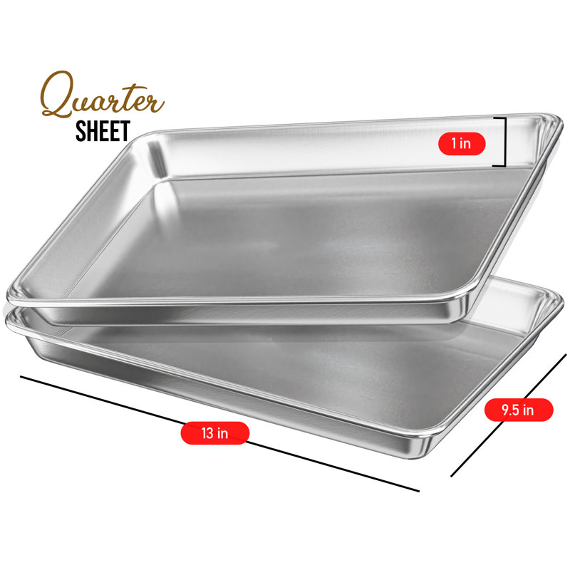 JoyTable Aluminum Non-Stick Quarter Sheet Pan Set, 13x9.5 inches