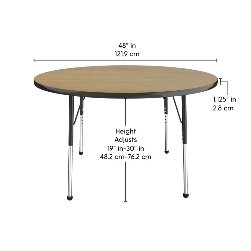 Table ronde à hauteur réglable, 48", Chêne Pasadena / noir, Standard Ball Glide