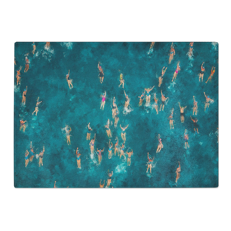 Tempered Glass Swimmers Swimming Chopping Board, 28.5 cm x 39 cm