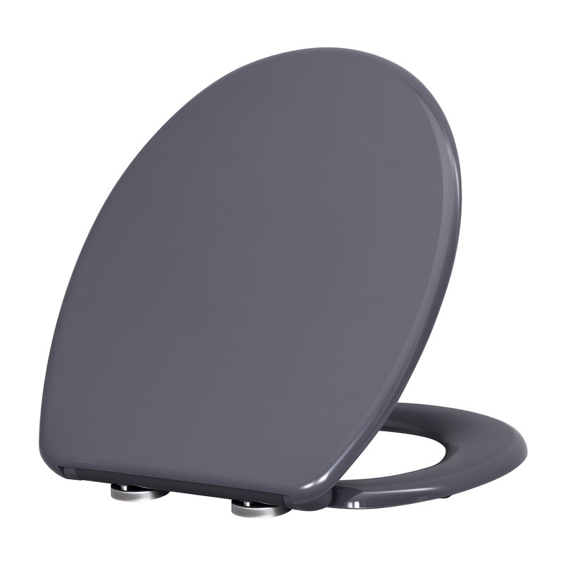 Toilet Seat Soft Close, Quick-Release O-Shaped Loo Seat Made from Duroplast, with Adjustable Hinges, Heavy Duty, Weight Capacity 175 kg, Bluish Grey