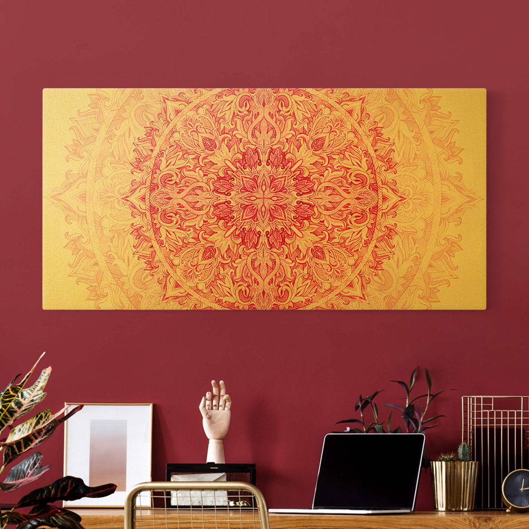 Leinwandbild Gold Mandala Aquarell Ornament