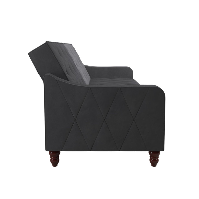 Small Double 207cm Velvet Futon Sofa, Grey