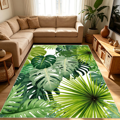 1PC Tropical Leaf - style Area Rugs for Living Room, Soft and Comfortable, Suitable for all seasons, easy - to - maintain, machine washable Indoor floor mat, suitable for Balcony, Patio, Bedroom, Dining Room, Hallway, Home Decor, Outdoor Decor.
