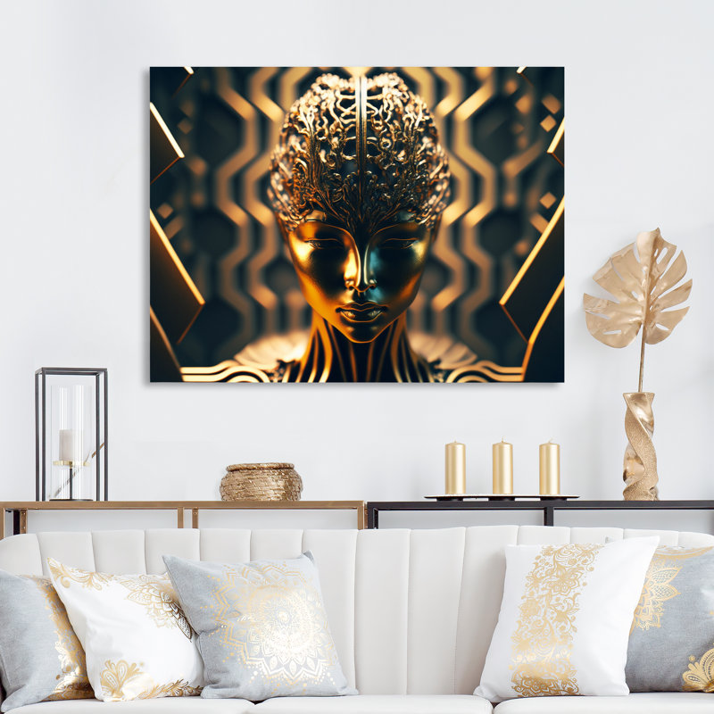Décoration murale déesse dorée futuriste Haileyjo, H 30 po x l 40 po x P 1 po
