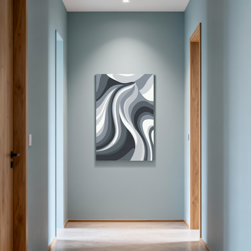 Abstrait abstrait motif de tons de gris ondulés, H 24 po x l 16 po